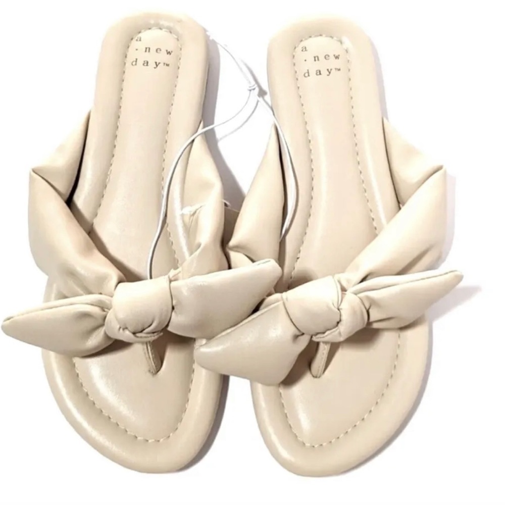 COPY - Women's Adley Bow Flip Flop Sandals - A New Day Cream 6.5 , 7, 8.5, 6, N…